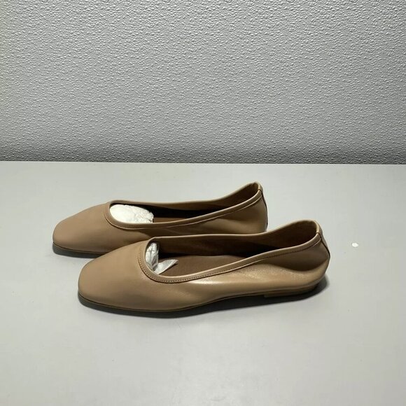 NEW ANTHROPOLOGIE X PILCRO Size 8-8.5 Slip On Tan Ballet Flats Leather Comfort - Picture 6 of 6